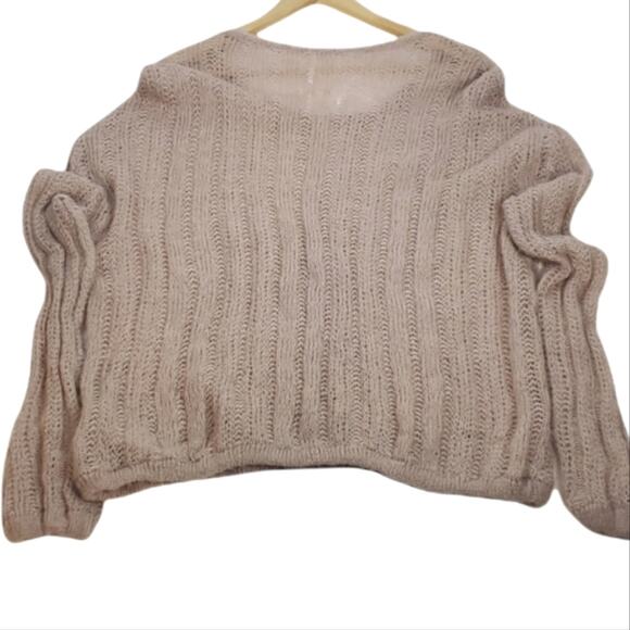 Free People SZ M Angel Pointelle-Knit Sweater Frappucino Combo OB1072402 - Picture 9 of 9